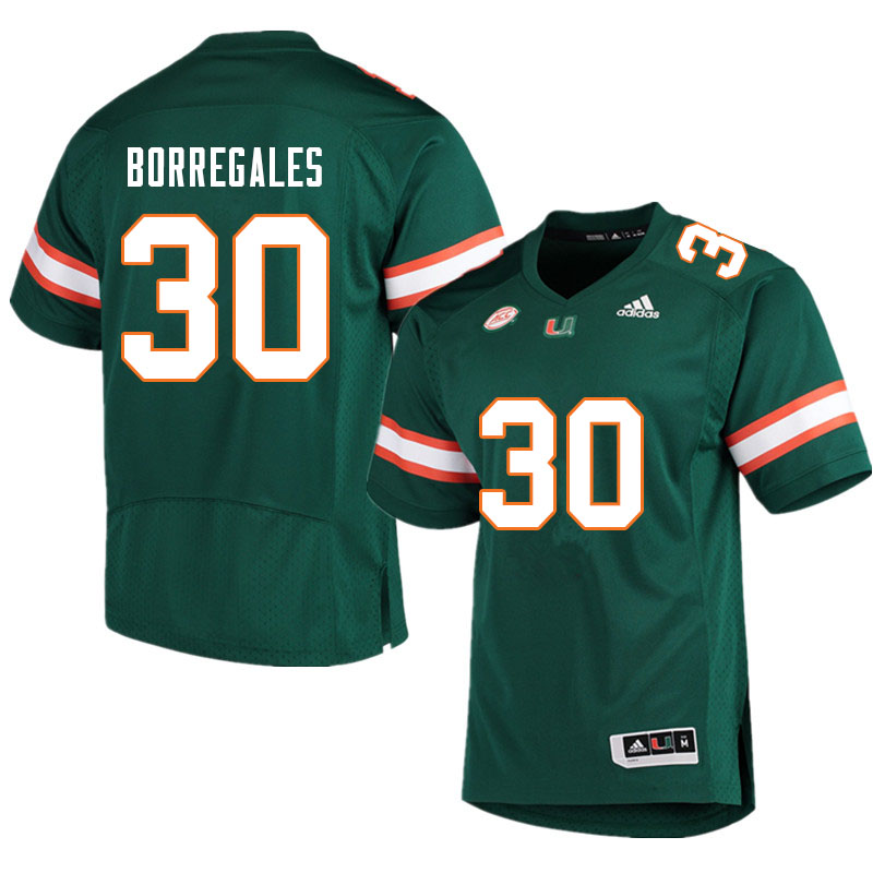 Men #30 Andres Borregales Miami Hurricanes College Football Jerseys Sale-Green